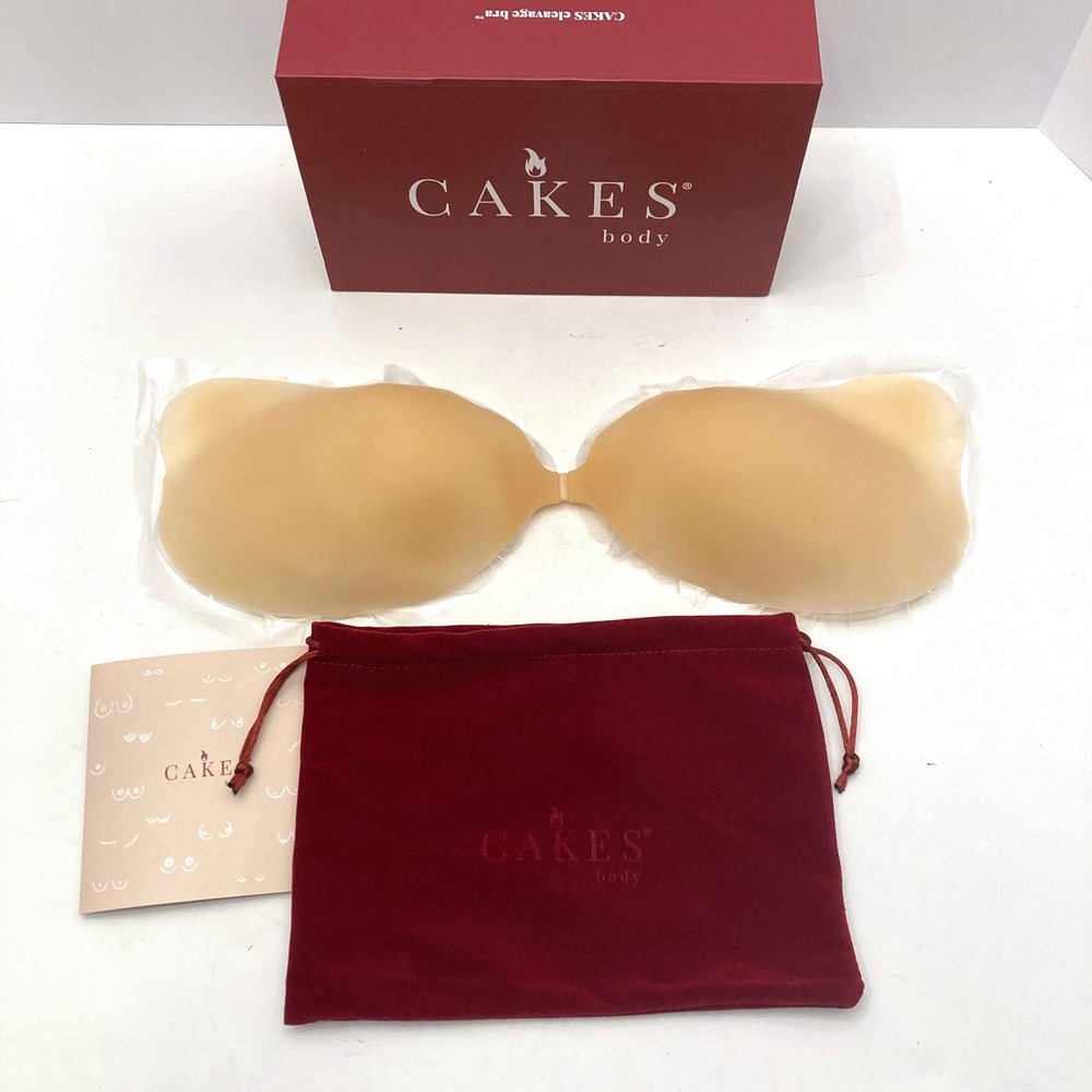 Cakes Body Cleavage Bra Self Adhesive Silicone Womens XL Honey Color OPEN
